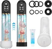 Electric Penis Pump Male Masturbators, Air Water Pump with 4 Pressure & 3 Training Modes, 3 in 1 Waterproof Automatic Vacuum Penis Enlarger, with 6 Penis Rings, Sex toys for Men Shower, Bathtub & Pool