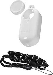 Silicone Protective Case Set for Insta360 GO 3, GO 3 Action Camera Housing Soft Shell Cover Skin + Lens Cap + Neck Strap Lanyard Accessories (White)