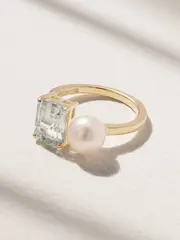 [Mateo] Mateo - 14-karat Gold, Amethyst And Pearl Ring - Blue - 7 7 Blue