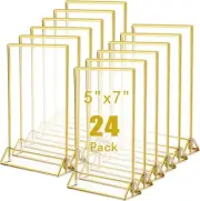 Jeffbaubl 24 Pack Acrylic Sign Holders,5x7in Double Sided Table Menu Display