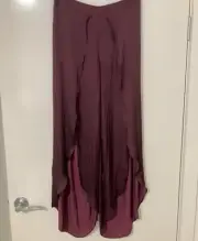 Bardot Women's Dress Pants plum size 10 Wide Leg Front Split Satin Feel 89.99 rr
