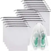 [YF LANXIN] 18 PCS Shoe Travel Bag, Portable Transparent Household Dust-Proof Storage Shoe Bags, Non-Woven Fabric With Drawstring Sports Shoe Bags, Home Shoes Storage Organizers for Men And Women Size, White,