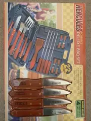 Hercules 22 Pieces Portable Deluxe BBQ Set + Bonus 4 steak Knives