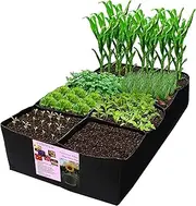 AU005-8 1 Pcs 128 Gallon 8 Compartments Oversize Rectangle Fabric Raised Garden Bed,Breathable Planting Containers for Balcony Roof Gardens Patios