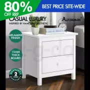 ALFORDSON Bedside Table Hamptons Nightstand Storage Side End 2 Drawers White