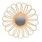 Rattan Mirror Retro Round Hanging Makeup Mirror Wall Decoration Mirror For Va
