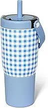 BrüMate Resa 25oz 100% Leakproof Travel Tumbler with Handle & Straw | Flexible Soft Sip Straw | Silicone Sleeve for Durability | Stainless Steel | Cup Holder & Travel Friendly | (Capri Gingham)