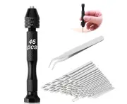 Precision Pin Vise Hand Drill Bits, Black Mini Pin Vise With 10Pcs Steel Twist Drill Bits (0.3-3Mm), Micro Twist Drill Bits, Mini Hand Drill Tool For Delic