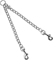 Metal Double Dog Leash Double Lead for 2 Dogs, 60 cm Double Dog High Performance Steel Chain Lead Hiking Lead Double Metal Lead for Two Dogs Chain
