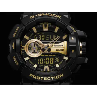 CASIO卡西歐 G-SHOCK 金屬系雙顯手錶 送禮首選-經典黑金 GA-400GB-1A9