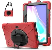 Blllue Case for Samsung Galaxy Tab Active Pro 10.1 Inch SM-T540/SM-T547, 360 Degree Swivel Kickstand Hand Shoulder Strap Shockproof Rugged Protective Case, Red