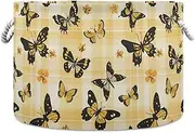 Yoogain Yellow Spring Butterflies storage basket foldable and waterproof fabric storage with sturdy handle Hamper Decorativas solutions for bedding shoe bedroom