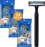 BIC Comfort 3 Disposable Razors for Men for an Ultra-Soothing, Comfortable Shave, 3 8-count Packs of Razors With 3 Blades, 8 Count (Pack of 3)