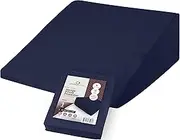 CirclesHome Wedge Pillow Cover 100% Cotton, Zippered Wedge Pillow Case Protector, Soft, Hypoallergenic & Breathable - Navy, (24Wx25Lx12)
