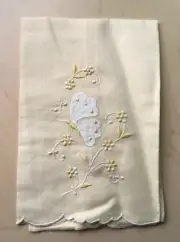 Vintage Yellow Madeira Butterfly Linen Guest Towel Made in Portugal -- NWT