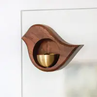 在飛比找PChome24h購物優惠-日式木質黃銅鈴鐺小鳥造型風鈴