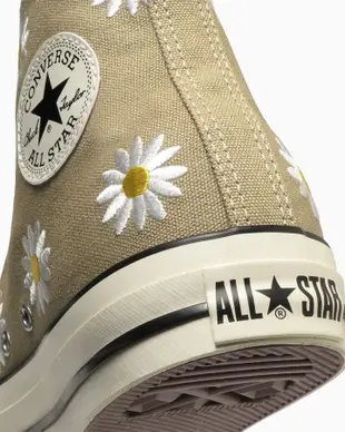 日本限定 Converse ALL STAR Ⓡ DAISYFLOWER HI 高筒 小雛菊刺繡 奶茶/ 25 cm