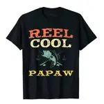 REEL COOL PAPAW FISHING 有趣的複古禮物聖誕 T 恤印花 T 恤男士棉質上衣 T 恤 NORMCO