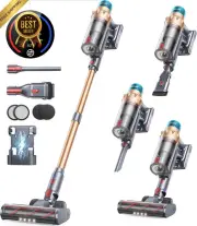 Cordless Vacuum Cleaner 45KPA 550W, 60Mins Runtime, Anti-Tangle, Pet Hair
