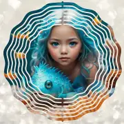 Wind Spinner 10" Lovely Blue Mermaid Beautiful Colors Double Sided WindSpinner