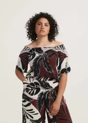 WITCHERY Beautiful Palm Print Off Shoulder Top Size 16 RRP $129