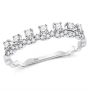14k White Gold Round Diamond Stackable Band Ring 1/3 Cttw