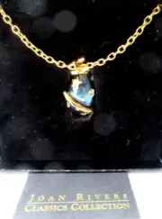 JOAN RIVERS Blue Enamel Crystal Moon & Stars Egg Necklace New In Box!
