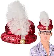 Aladdin Prince Hat,Aladdin Sultan Turban - Aladdin Adult Turban with Feather and Pearl Shiny Sequin Design for Role Game Wynott