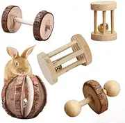 Aptech 5Pcs Hamster Chew Toys, Natural Wooden Chew Toys Pets Teeth Care Molar Ball for Small Animals Cat Rabbits Rat Guinea Pig