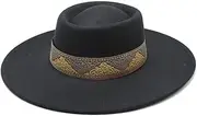[Hcclijo] Hats for Women 9.5Cm Big Wide Brim Winter Fedoras Hats for Men Gentlemen Panama Jazz Caps