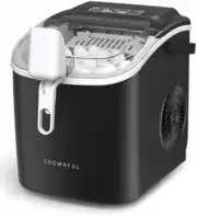 Portable Ice Maker 26Lbs/24H, Self-Cleaning, 9 Cubes in 6 Mins for Home & Office