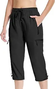 [BONOTIE] Capri Pants for Women Lightweight Quick Dry Cargo Hiking Pants Capris Joggers Summer with Zipper Pockets