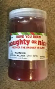Holiday Time Naughty or Nice Slime Gift Card Holder Jar Gift Tag Label Gag Gift