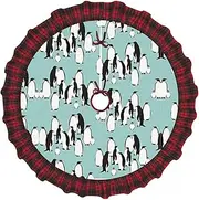 [VPPUR] Cute Penguins Print Xmas Tree Skirt Santa Xmas Decor Holiday Party 48''36''30''Christmas Tree Skirt