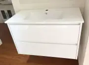 CERAMIC 750mm BATHROOM WALL HUNG VANITY WITH 2 DRAWERS
