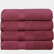 LINENOVA Premium Bath Towels Set (Pack of 4) 100% Combed Cotton, 650GSM, Maximum Softness and Highly Absorbent-Burgundy