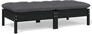 2-Seater Garden Sofa with Cushions Black Solid Pinewood Outdoor Furniture Patio