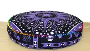 Purple Burning Sun Floor Cushion India Vintage Cotton Pouf Seating Cover Pet Bed