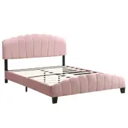 IHOMDEC Double Size Shell-Style Bed Frame Base Mattress Platform BEF04 Pink