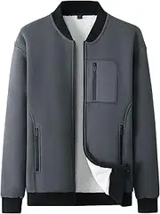 [Generic] Men's Fleece Baseball Jacket Male Oversized Sherpa Lined Bomber Coat Man Casual Plush Warm Front Zip Vest