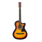 Karrera 38 inch Pro Cutaway Acoustic Guitar, Bag 6 Strings Strap Capo, Sunburst