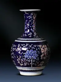在飛比找樂天市場購物網優惠-景德鎮陶瓷器手繪描金青花瓷花瓶插花中式輕奢客廳裝飾品擺件大號