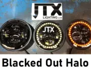 JTX 7" LED Headlights Blacked Out Halo Ford Bedford Truck Panel Van