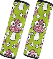 Car Seat Belt Pads Set of 2 Soft Unique Car Safety Seat Belt Strap Shoulder Pad Camera Bag Strap Cover Car Accessories for Adults Child Kids S Cartoon Autumn Amanita Mushrooms Sage Green