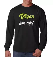 Long Sleeve Vegan for Life Shirt Animal Rights Activist Clothing Plant Based Tee