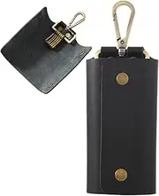 [Generic] Key Wallet - Leather Key Holder | 16x6cm Pouch for Car Keys | Pu Mens Coin Purse Storage Organizer with Carabiner | Small Leather Coin Storage Case for Home, School,Office, Belt, Waist, Father Day