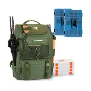 KastKing Karryall Fishing Tackle Backpack with Rod Holders 4 Tackle Boxes & B...