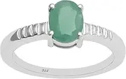 [MOONEYE] Oval Emerald Solitaire Classic Ring With Slashed Shank Ring