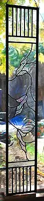 Stained Glass Window Panel Falling leaves clear iridized horizontal or vertical