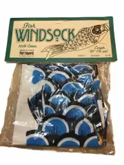 VTG Pier 1 imports Fish Windsock 30" Blue / Black / White New NOS 100% Cotton